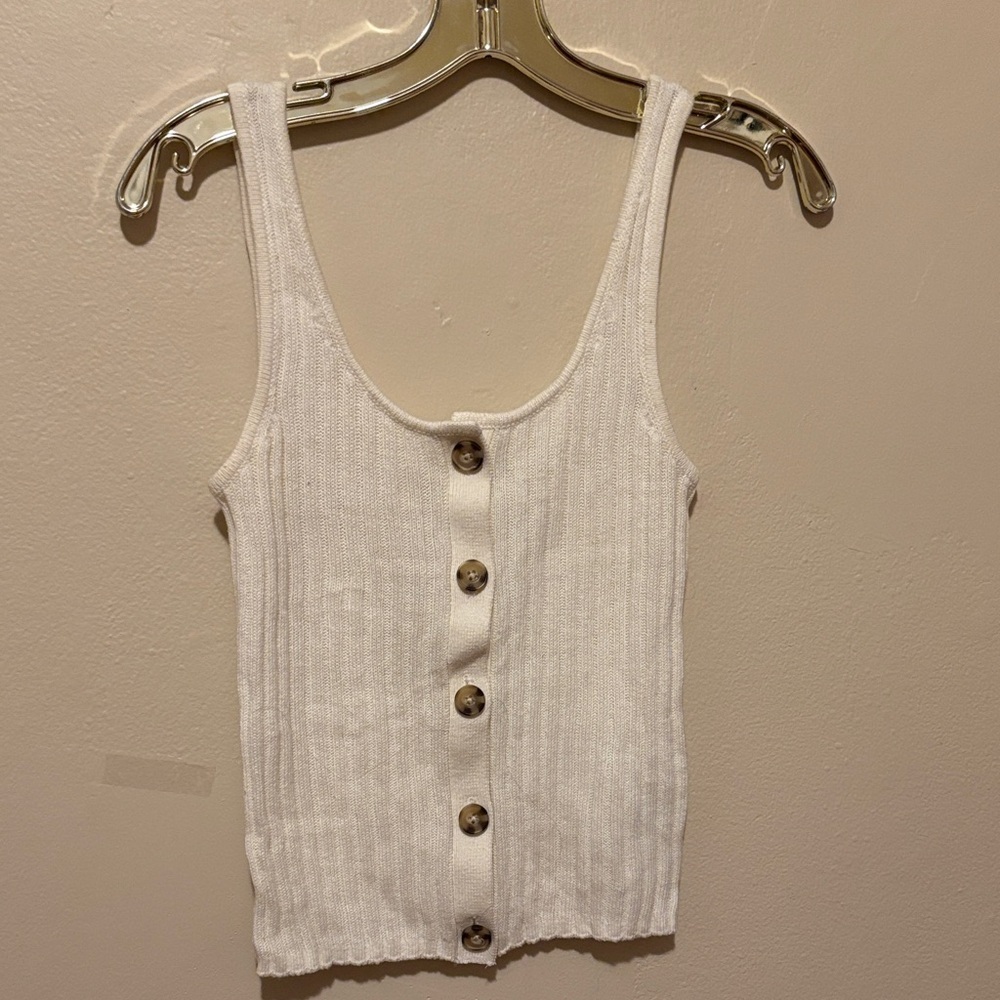 American Eagle Outfitters White Button-Up Tank Top